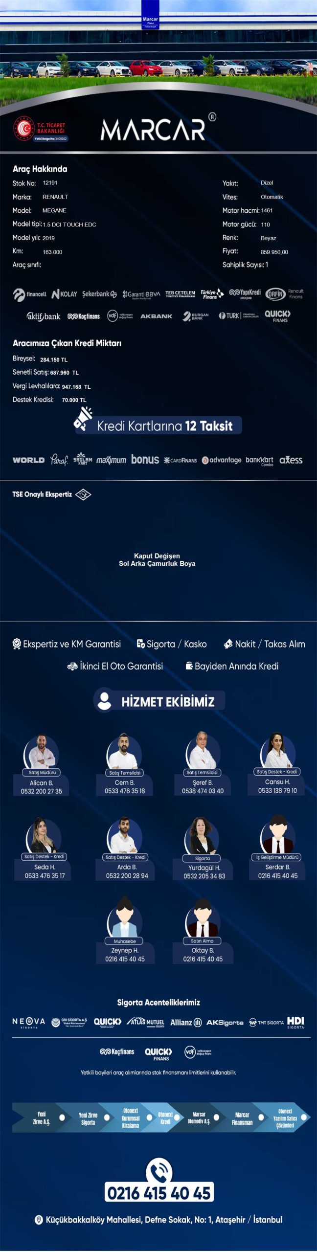 Kredi Kartına ‘0’ Komisyon 2019 Megane 1.5 Dcı Touch Edc